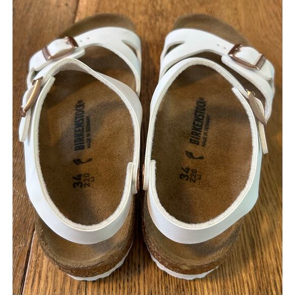 Birkenstock Rio Buckled Sandal White EU Sz 34 US 4 Retail $70 Birko-Flor Upper - Picture 3 of 7